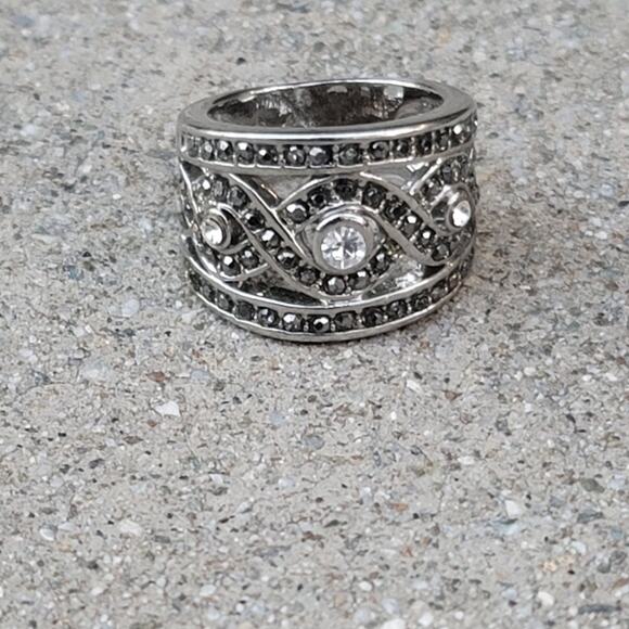 Silver Tone Gemstone Ring Infinity Sign - Picture 2 of 5